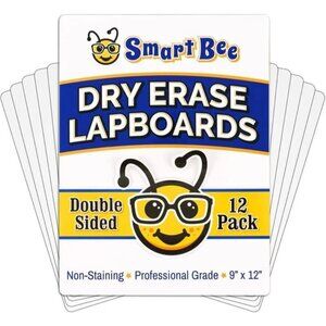 12-Pack Dry Erase Whiteboards Class Pack 9"x12" Dry Erase Lap Boards Double Side